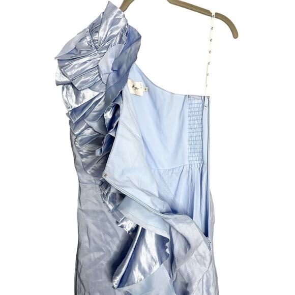 NEW Aje Adelia Ruffle Midi Dress AU 10 US 6 Light Sky Blue One Shoulder Midi - Picture 10 of 15